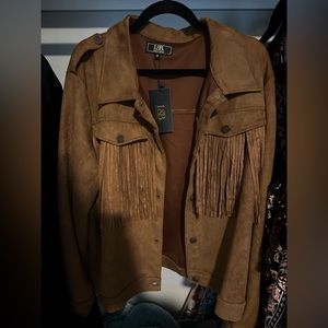L&B brown fringe jacket NWT size 2x